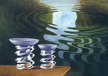Spirales de cristal et reflets d'eau